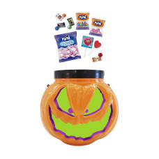 Calabaza de Halloween con golosinas