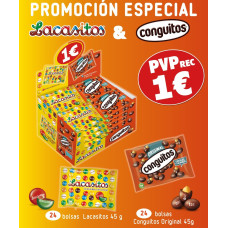 Ex. Conguitos + Lacasitos 45gr 48ud 1€