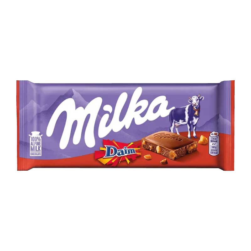 Tableta Milka Daim con trozos de caramelo - Pack de 22 unidades